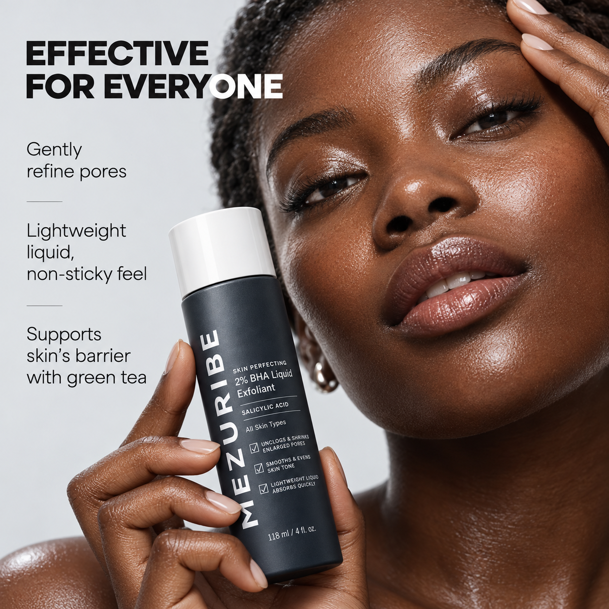 MEZURIBE campaign image of a woman holding the product